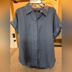 Lauren Ralph Lauren Blue Short Sleeve Blouse